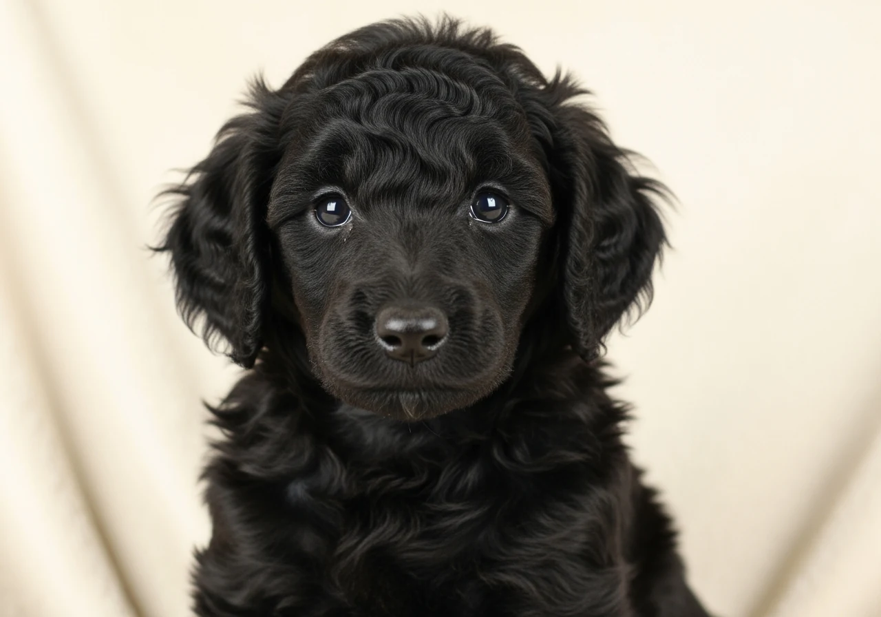 Chiot caniche au regard vif et au pelage soyeux
